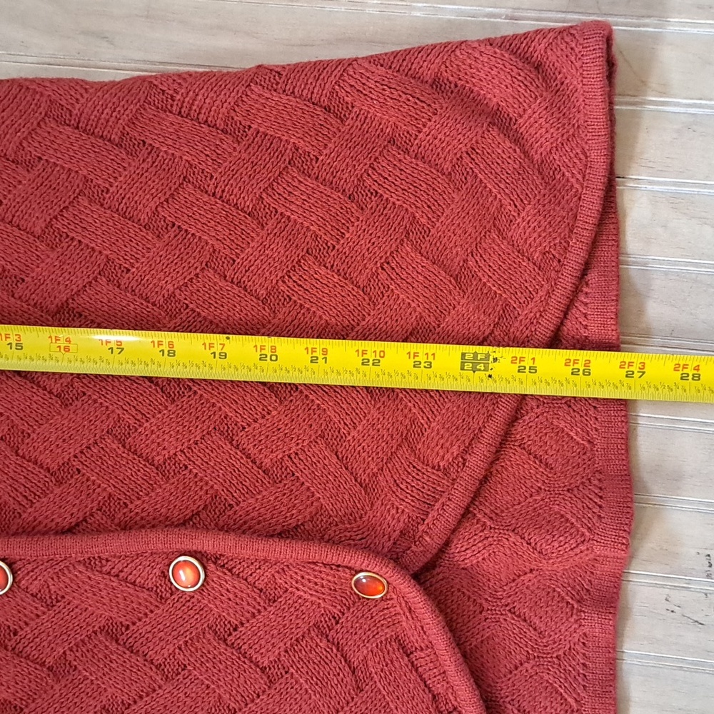Koret Rust Red Textured Knit Woven Granny Comfy Cardigan Jacket Button Front - Picture 7 of 10